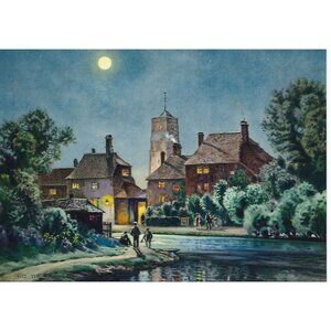 Vintage Calendar Print Lithograph The Waystop. 5.75x7.75